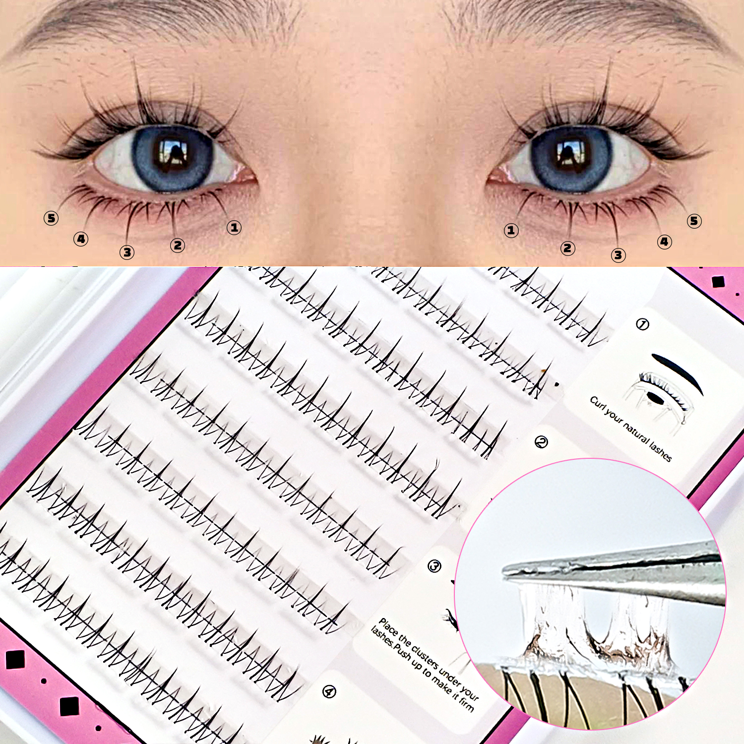 Pestañas inferiores autoadhesivas, No se necesita pegamento, reutilizables debajo de las pestañas, coreano/maquillaje DIY, grupos de pestañas individuales de Manga