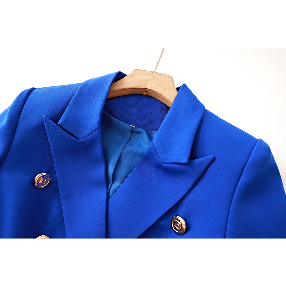 Hochwertige klassische Frauen Königsblau Gürtel schlanke Jacke Arbeits kleidung formelles Design Mode jacke