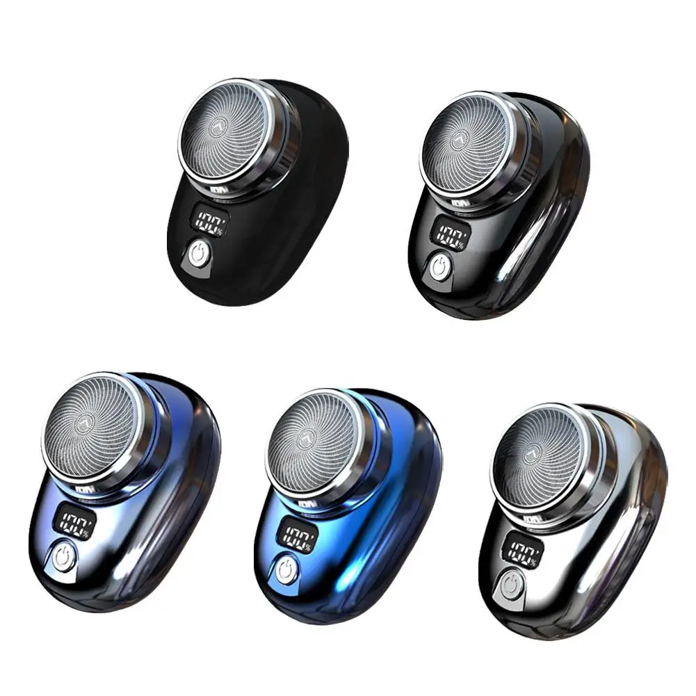 Mini Electric Razor Shaver for Men Vehicle Mounted Shave with Digital Display Washable Cordless Travel Pocket Face Beard Trimmer