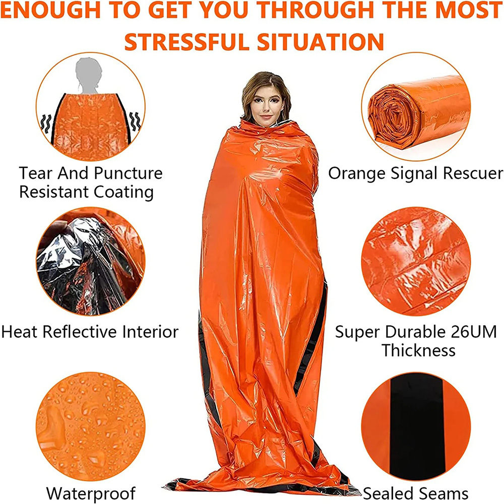 Outdoor life emergency sleeping bag insulation warmth waterproof polyester film emergency camping camping life-saving equipment