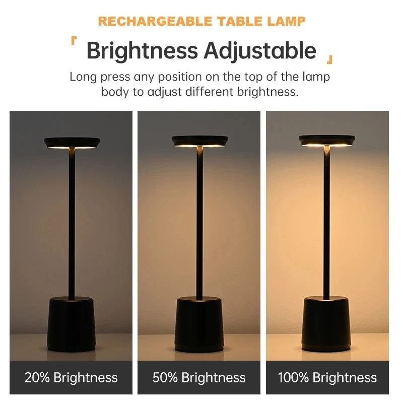 Lámpara de mesa LED con Sensor táctil Simple, lámpara de escritorio recargable, 3 colores, mesita de noche ajustable, barra de luz ambiental creativa, luz decorativa para habitación