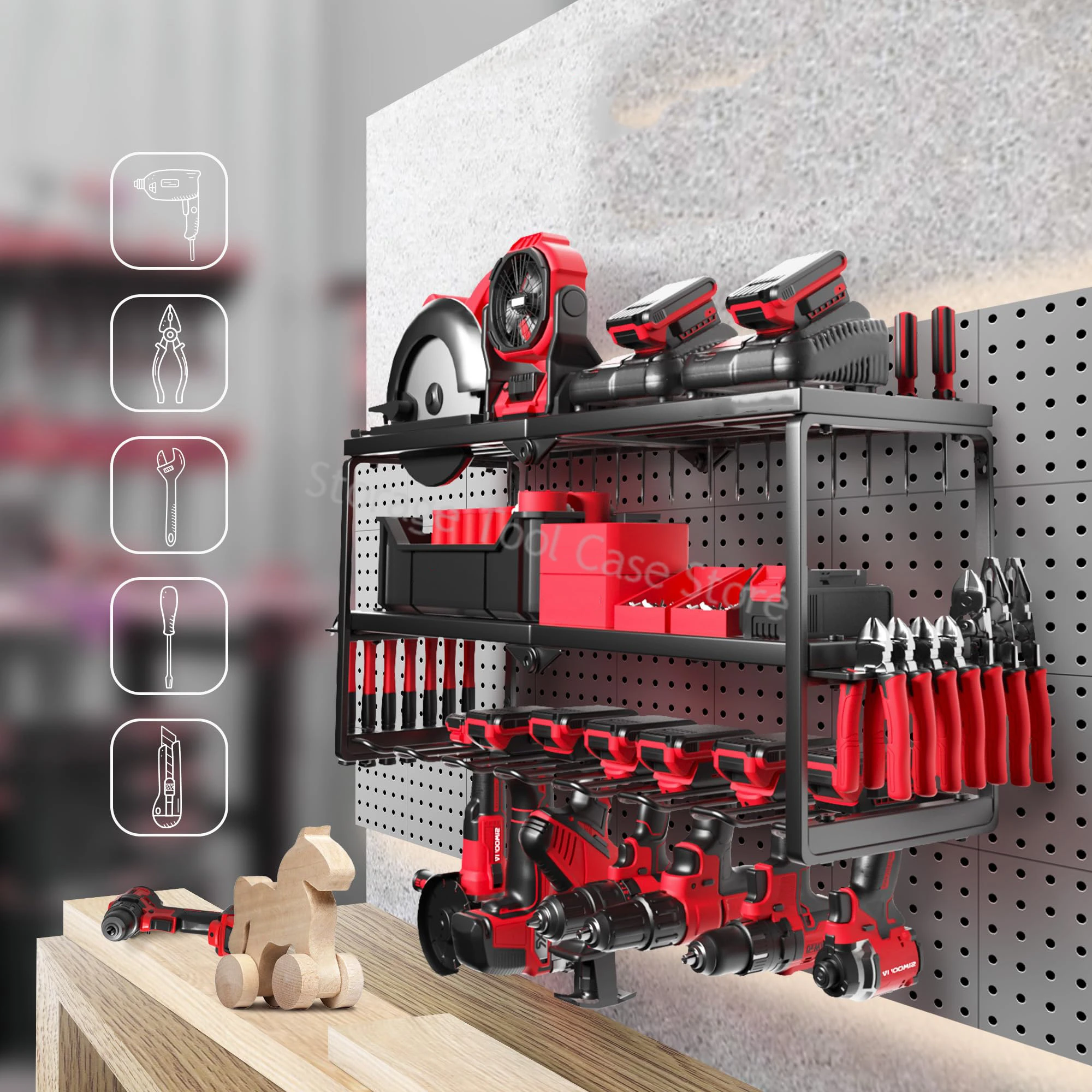 3-Layer Tool Cabinet Heavy Duty Metal Tool Shelf for Garage Organization Large Size & Easy Assembly Power Tool Organizer