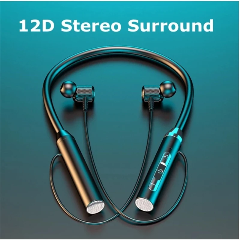 Auriculares inalámbricos Fone Bluetooth 5,0, auriculares con banda para el cuello, auriculares deportivos estéreo Hifi de silicona con cuello Halter, auriculares magnéticos impermeables