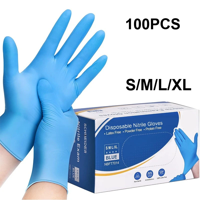 Guanti monouso in nitrile blu da 10-100 pezzi Guanti da lavoro di sicurezza senza lattice per la pulizia del meccanico della cucina Guanto protettivo automatico