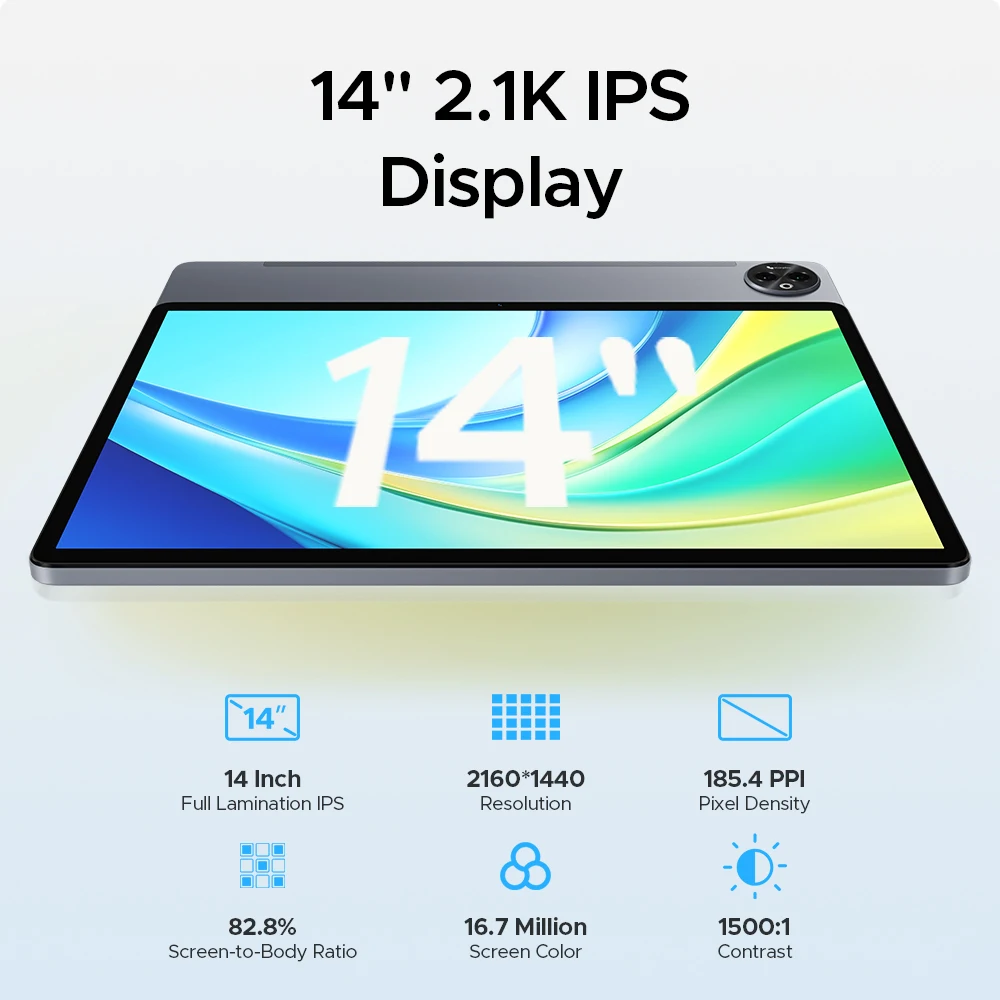 DOOGEE Tab E3 Max Tablet PC Android 15 Gemini AI Quad Lautsprecher 14'' 2,1K Display 32GB (8+24) RAM 256GB ROM 13500mAh Batterie Pad