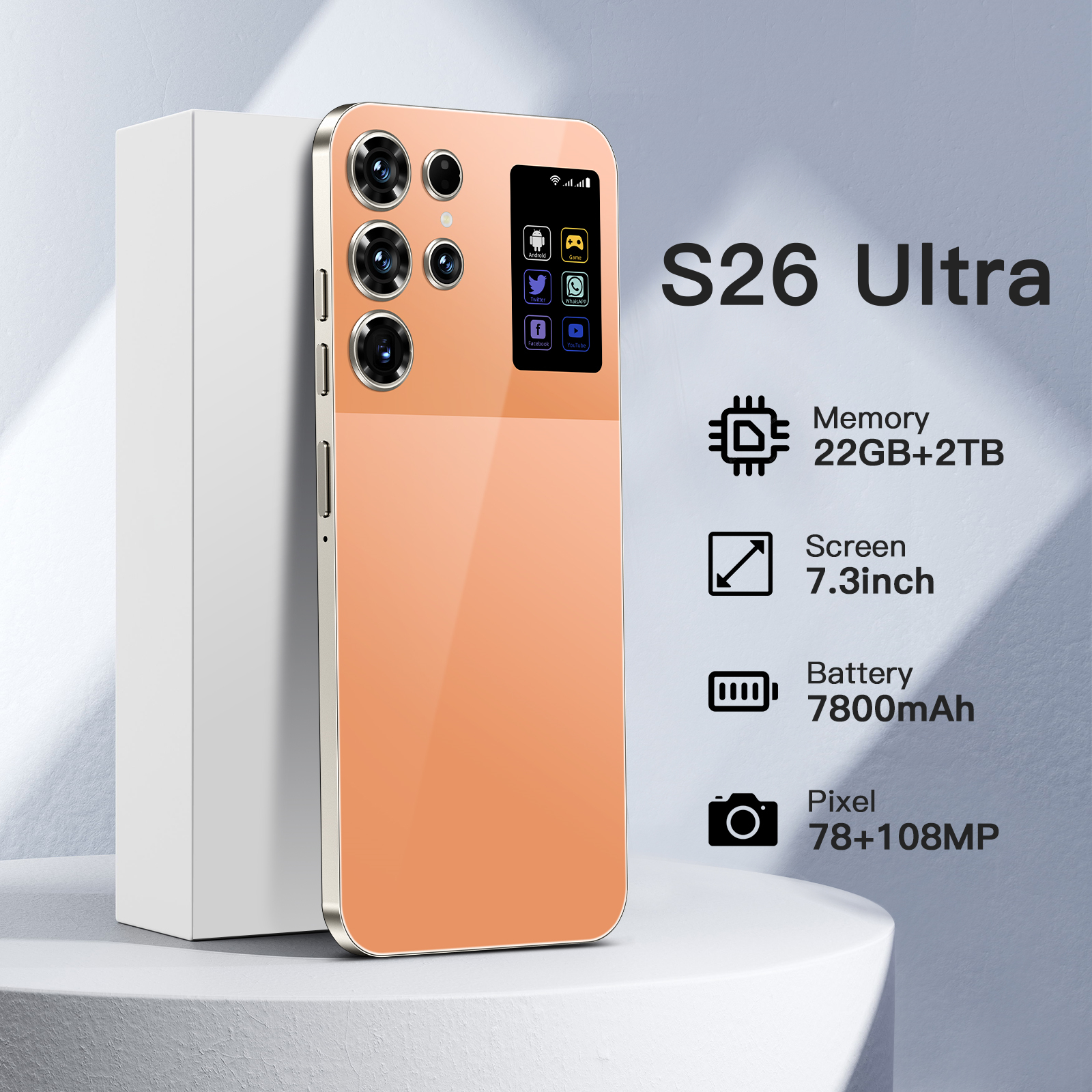 Original S26 Ultra Global Version Smartphone Snapdragon8 Gen3 16G+1TB 7800mAh 78+108MP 4/5G Network Android Phone Unlocked