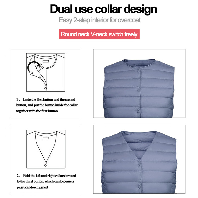 ストリートファッション女性ノースリーブベスト 90% ホワイトダックダウン女性スリム暖かいインナー超軽量パッカブルダウンライナージャケット