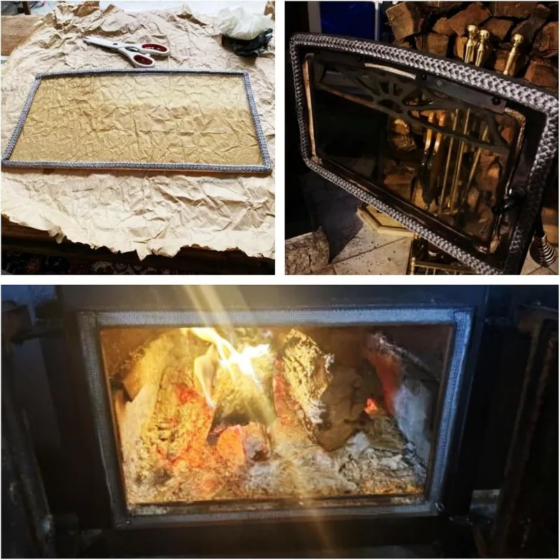 Junta de sellado de cuerda, repuesto de junta de fibra de vidrio resistente al calor para estufas de leña y chimeneas, chimenea, caldera, accesorios para el hogar
