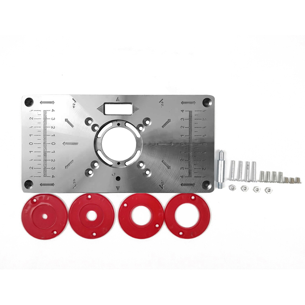 Placa de inserción de mesa enrutadora, bancos de carpintería, enrutador de madera de aluminio, modelos de recortadora, máquina de grabado con herramientas de 4 anillos
