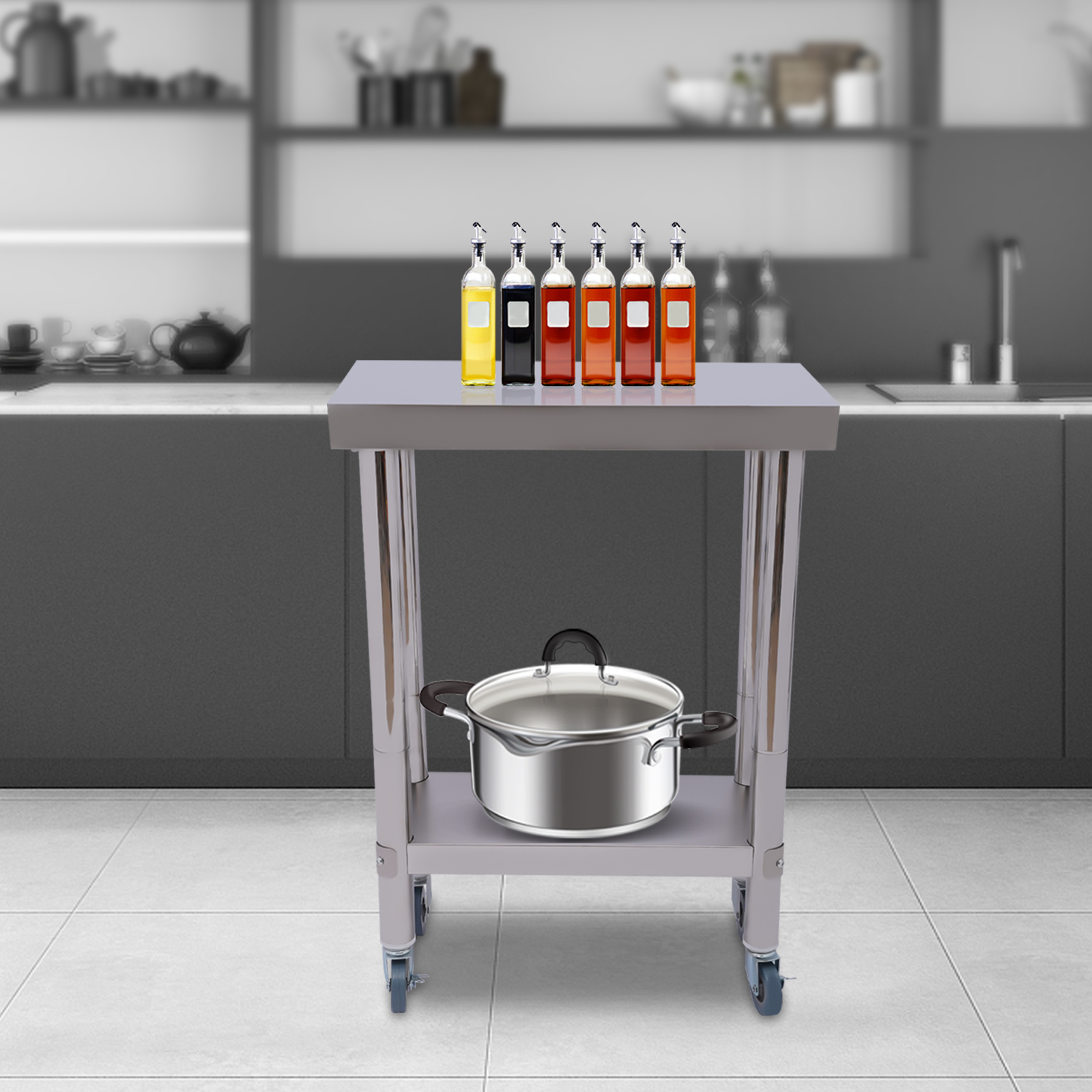 Stainless Steel Table for Prep & Work Commercial Heavy Duty Food Prep Worktable with Undershelf