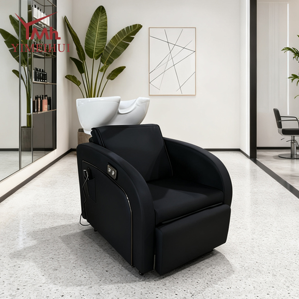 Hair Salon Backwash Washing Chair Massage Shampoo Bowl Bed Chair With Electric Leg-Rest