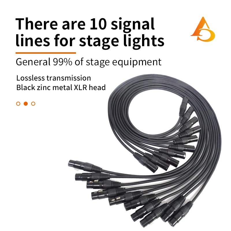 10 sztuk/partia Kabel sygnałowy DMX 3-pinowy o długości 1-2 metry, kabel DMX metalowy 1M, 3,5 stopy XLR do oświetlenia scenicznego, audio, głowic ruchomych