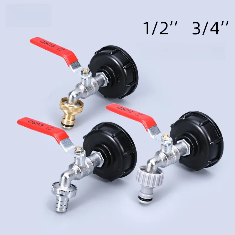 S60x6 Coarse Thread IBC Tank Tap Connecter X 1/2'' 3/4'' Water Coupling Adapter 1000L Garden Home Replacement Valve Fitting