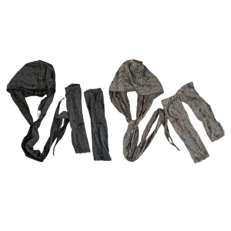 Eleganter Distressed-Hut, Kapuze, Halstuch, Kapuze, Schal, Krawatte, Gürtel, Harajuku-Ärmel