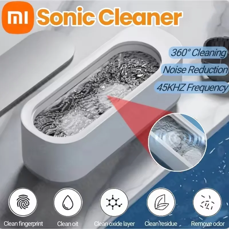 Xiaomi Ultrasonic Cleaning Machine 45000Hz High Frequency Vibration USB Charge Battery 360°Jewelry Glasses Watch Ring Cleaner