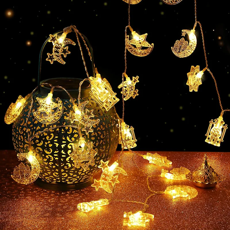 1-10M Led String Lights moon star lamp Eid Moon Star decoration Hanging String light luminous Star Moon ramadan home decoration