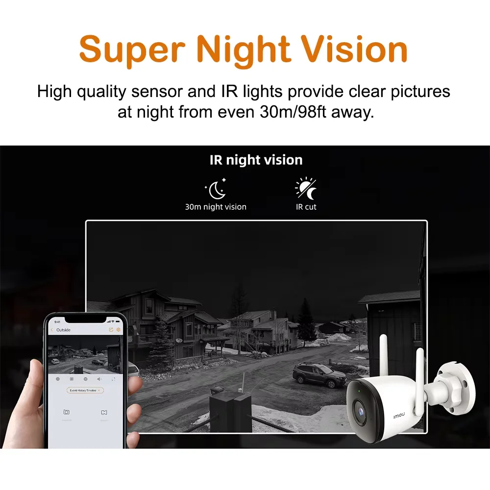 IMOU Bullet 3C 3 mp5mp Wifi IP Camera tracciamento automatico IP67 AI rilevamento di veicoli e umani protezione di sicurezza di sorveglianza esterna