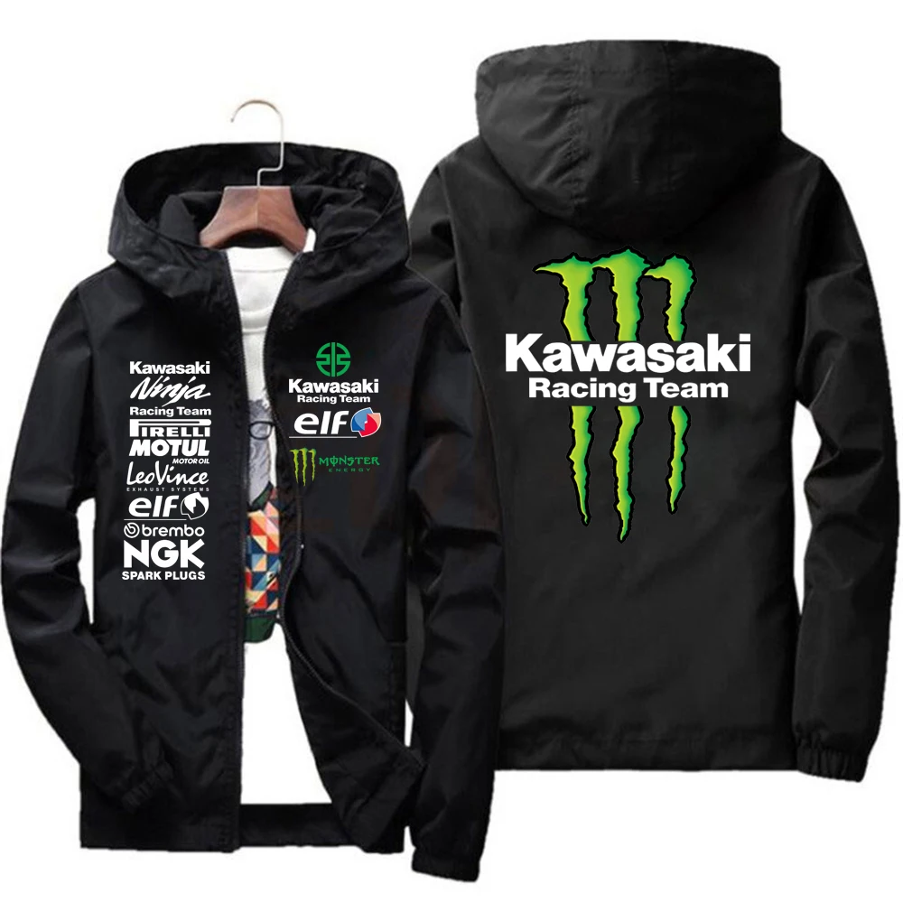 Куртка гоночной команды с логотипом Kawasaki, водонепроницаемая и ветрозащитная мужская спортивная одежда, модная мужская модная одежда для активного отдыха