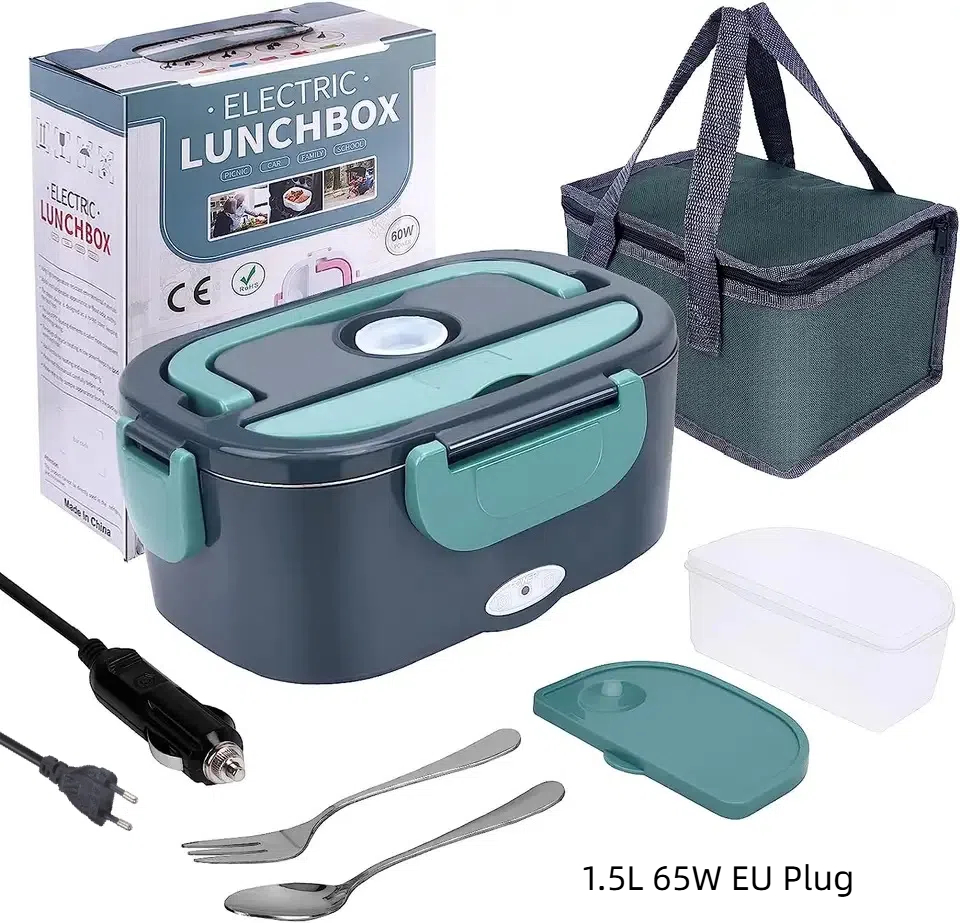 HOMEFISH 1.5 L 60W Lunch Box Elettrico Scaldavivande Scaldavivande Portatile per Auto o Casa - Fodera in Acciaio Inossidabile 304 a Prova di Perdite