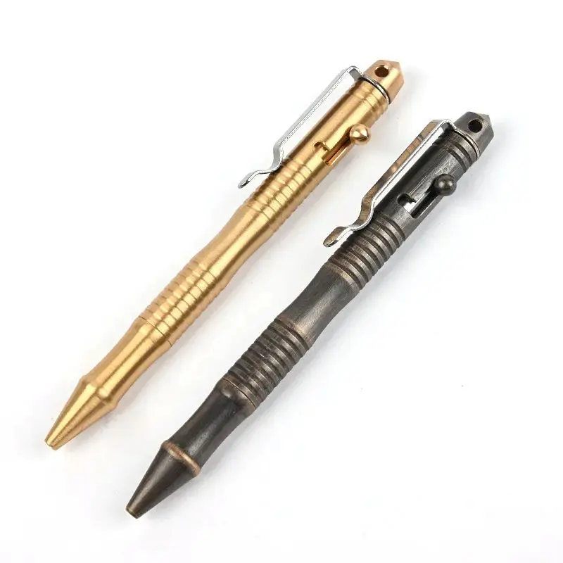 Neue Selbstverteidigung Messing Taktische Stift Hohe Qualität Bolzen Schalter Kugelschreiber Schreiben Stift Für Outdoor Camp EDC Werkzeug Geschenk box