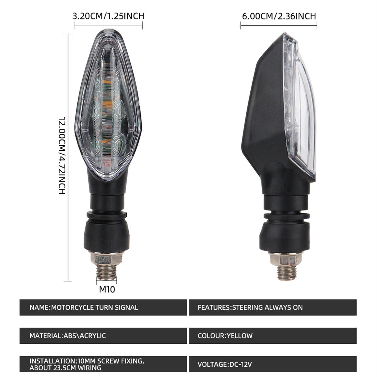Luz de señal de giro para motocicleta, indicador intermitente ámbar, resistente al agua, luces traseras de advertencia para Moto y Scooter, iluminación de lámpara para correr, 2 uds.