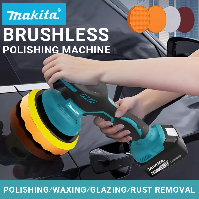Makita-pulidor de coche inalámbrico con pantalla Digital, 8 engranajes, pulidor eléctrico, máquina pulidora y encerado para batería Makita