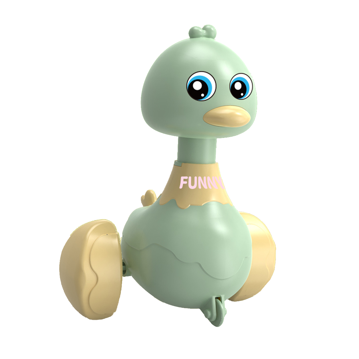 Pressing and rebounding toy, rocking duck baby puzzle toy, learning crawling sensory toy (Green Duck)