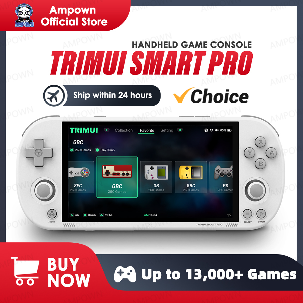 Handheld Game Console Retro Video Game Trimui Smart Pro 4.96''IPS Screen Linux System Joystick RGB Lighting Smartpro 2024 New