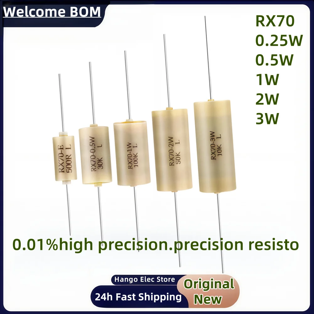 Resistori di precisione serie RX70 Resistore standard di campionamento ad alta precisione Precisione 0,01% 0,25 W - 3 W Grado di potenza da 1R a 100 K Ohm