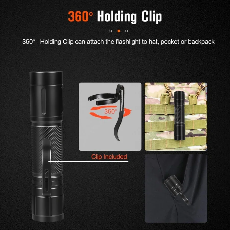 KDULIT 1200LM Tactical LED Flashlight High Power IP66 Waterproof  Torch Light Outdoor Camping Lantern Built-in 21700 Battery