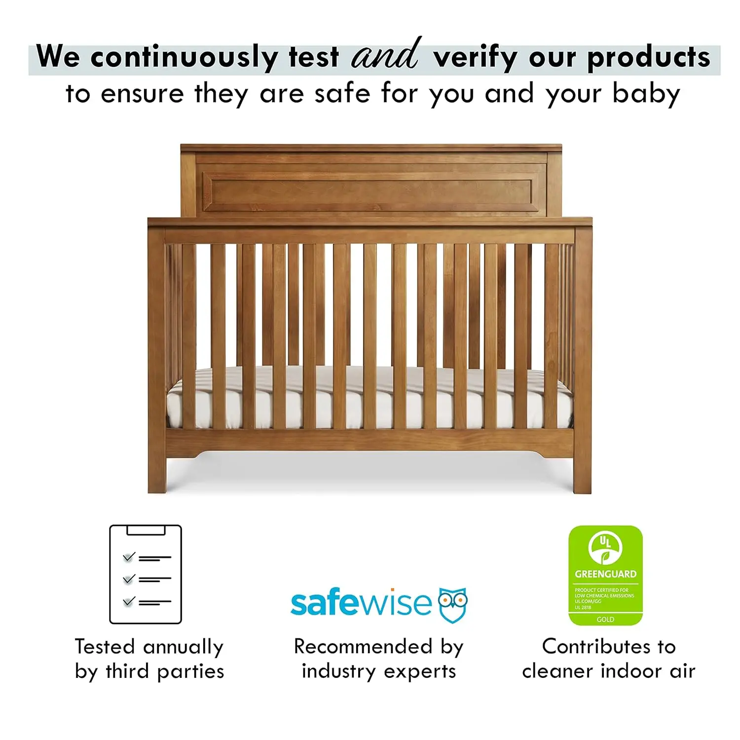 DaVinci 컨버터블 유아용 침대, 그린가드 골드 인증, 체스트넛, 가을, 4 인 1