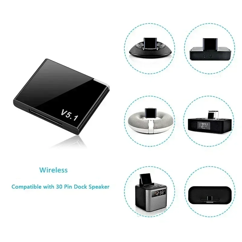 VIKEFON I-WAVE 30 pines Bluetooth 5,1 receptor de Audio A2DP música Mini adaptador inalámbrico para iPhone iPod 30Pin Jack altavoz analógico