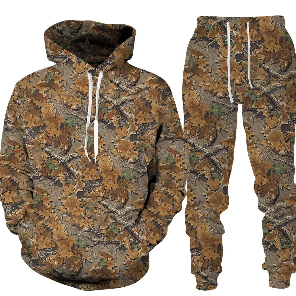 Kamuflaż polowania zwierząt 3D bluza z kapturem z nadrukiem bluza męska dres 2-częściowy zestaw odzieży sportowej mężczyźni kobiety Unisex odzież garnitur