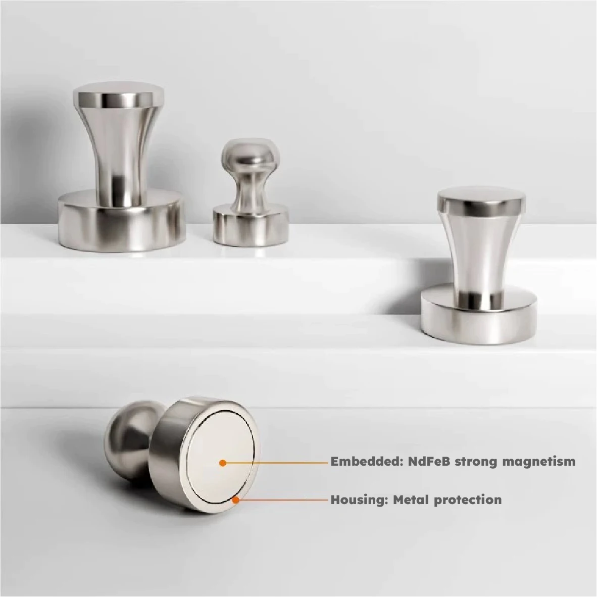 Metallic neodymium magnetic push pin - Powerful refrigerator and whiteboard magnet for offices, kitchens and maps