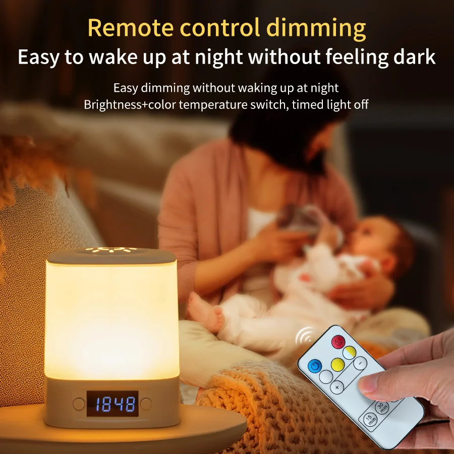 Lámpara LED de noche, lámpara de mesa recargable, pantalla de reloj, lámpara suave para dormir, Interruptor táctil, lámpara de noche para decoración de dormitorio