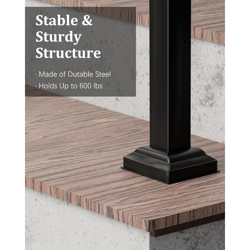 Handrails for Outdoor Steps, HandRail Fit Outdoor Stair Railing, Deck Handrail, Black Wrought Iron Hand Rails kit