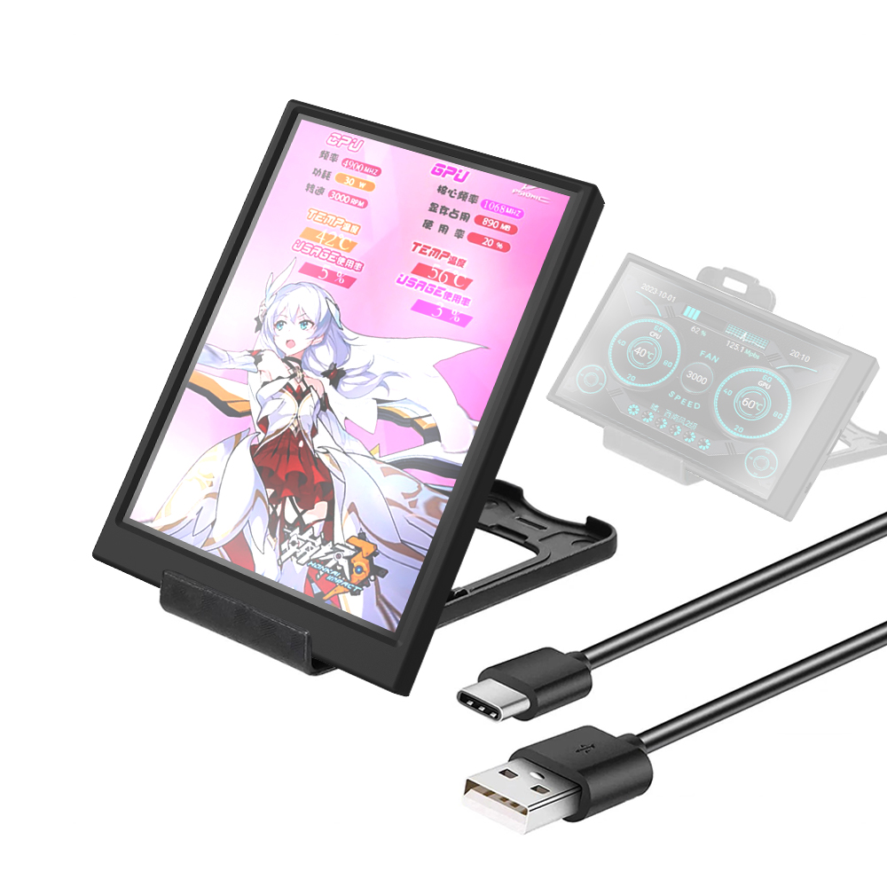 3,5 Zoll IPS Typ-C Sekundärbildschirm Computer CPU GPU RAM HDD MonitorUSB Display für Freely AIDA64 Mini-Monitor