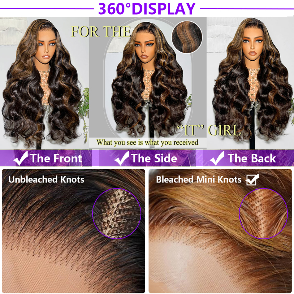 1B/30 Highlightวิกผมผมมนุษย์Ombreสีบลอนด์สีBody Wave 13X4 ลูกไม้ด้านหน้าวิกผมโปร่งใสก่อนPluckedบราซิลผมมนุษย์