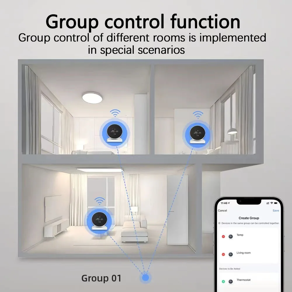Termostato inteligente RKHK Wifi Tuya RF433, controlador de temperatura inalámbrico para caldera de Gas, calefacción de agua, funciona con Alexa y Google Home