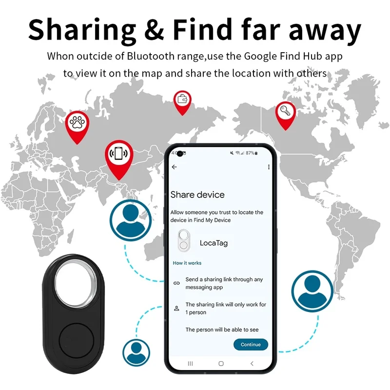 GPS Tracker for Android Devices Locator Work With Google's Find Hub App Pet Smart Tag for Samsung Pixel Cellphones Key Finder