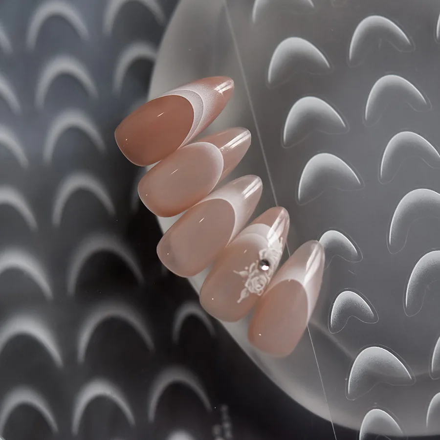 Pegatinas para decoración de uñas con gradiente francés, color blanco elegante, versión básica de alta calidad, calcomanía adhesiva, Idea artística, accesorios de decoración, T-4403