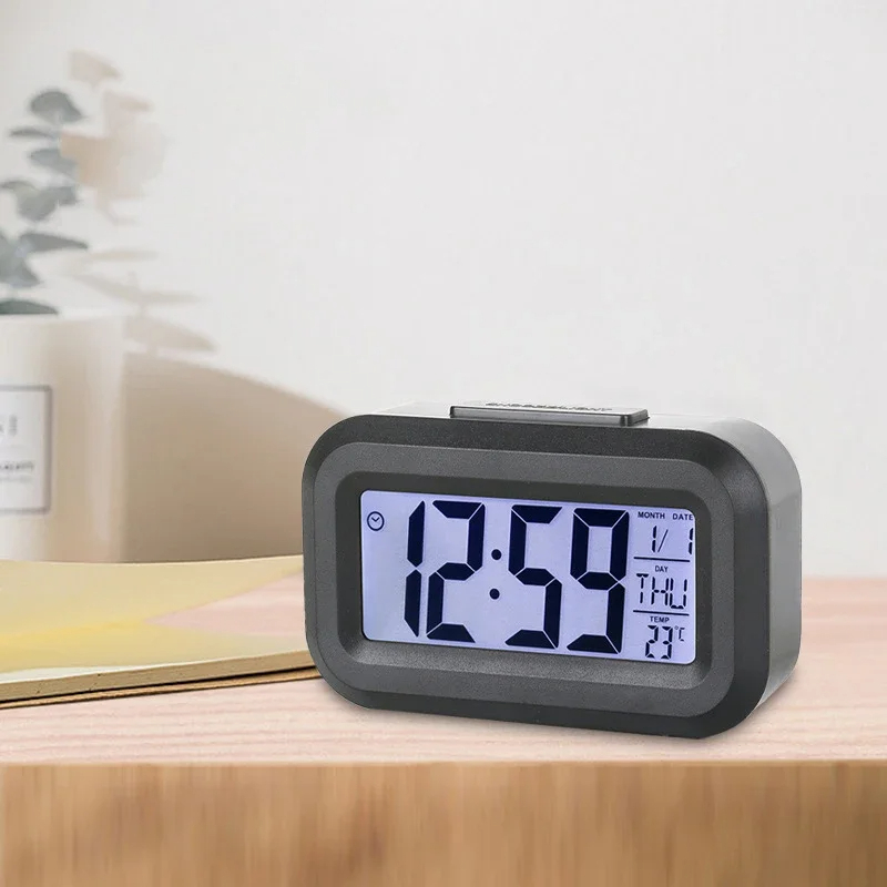 LED นาฬิกาปลุกดิจิตอล Backlight Snooze ข้อมูลปฏิทินเดสก์ท็อปมัลติฟังก์ชั่อิเล็กทรอนิกส์ Backlight ตารางนาฬิกา