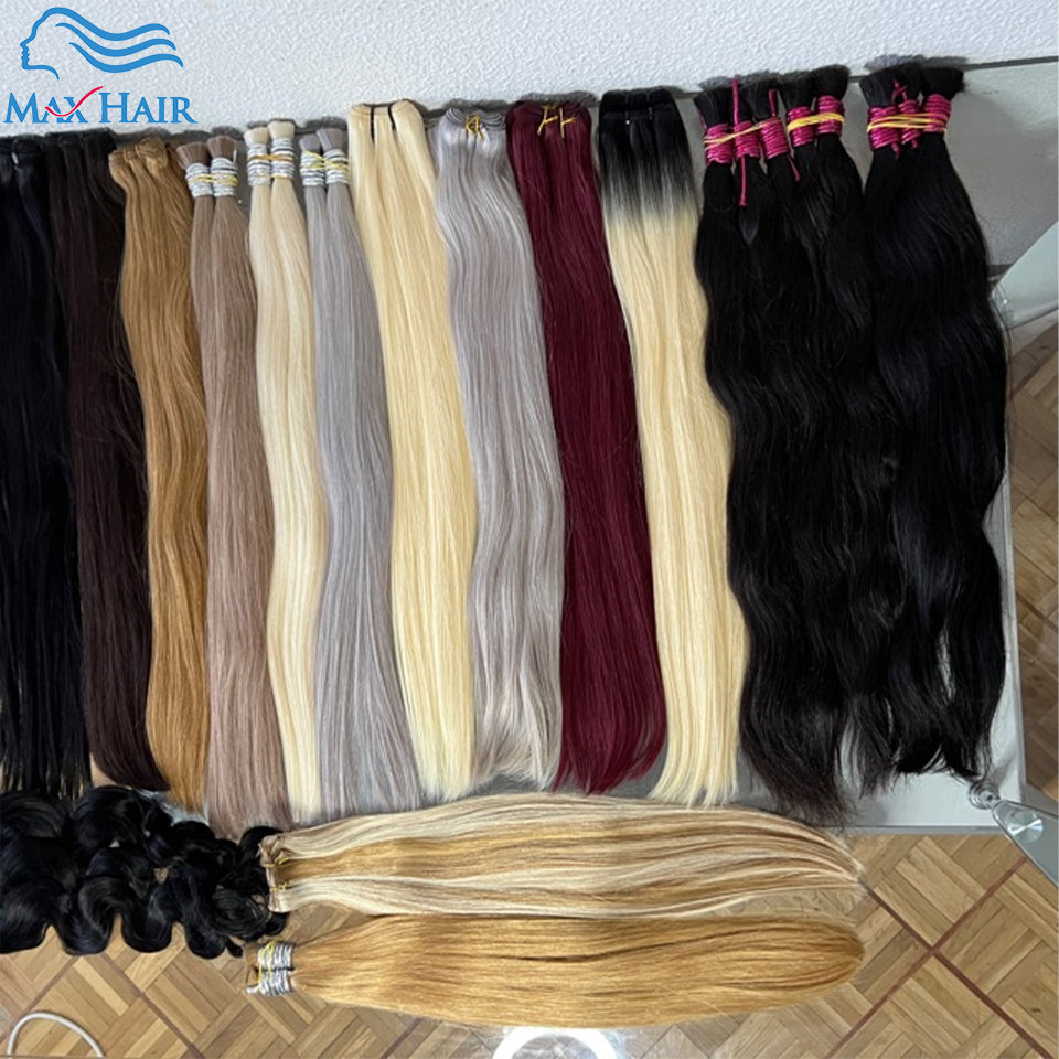 Cheveux humains en vrac sans trame vierge Remy cheveux vietnamiens cheveux raides en vrac vrais cheveux naturels sans trame pour tressage en gros