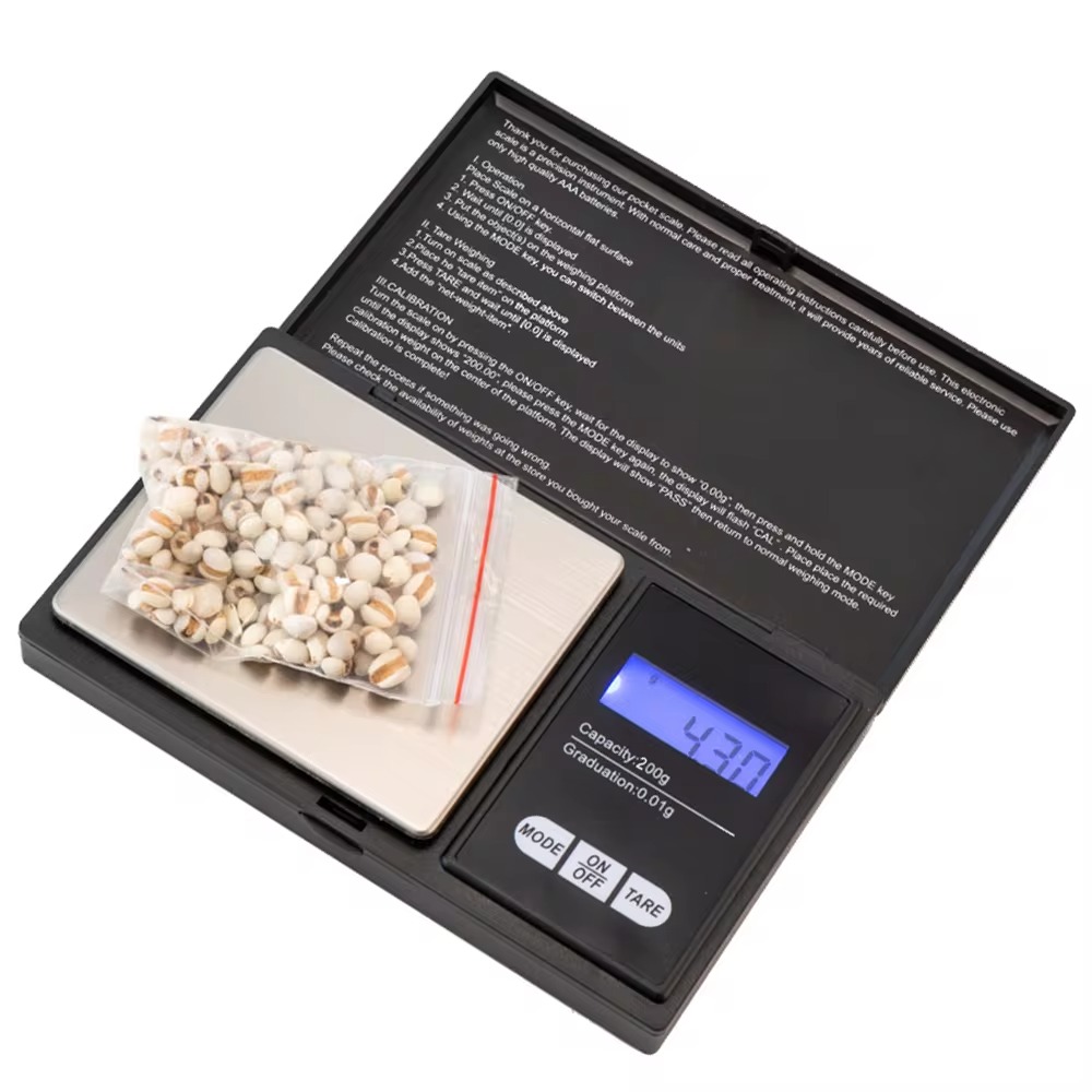 Hochpräzise Mini-Elektronikwaage, tragbare Schmuck-Taschenwaage, Genauigkeitsbereich 200–0,01 g, mit LCD-Display