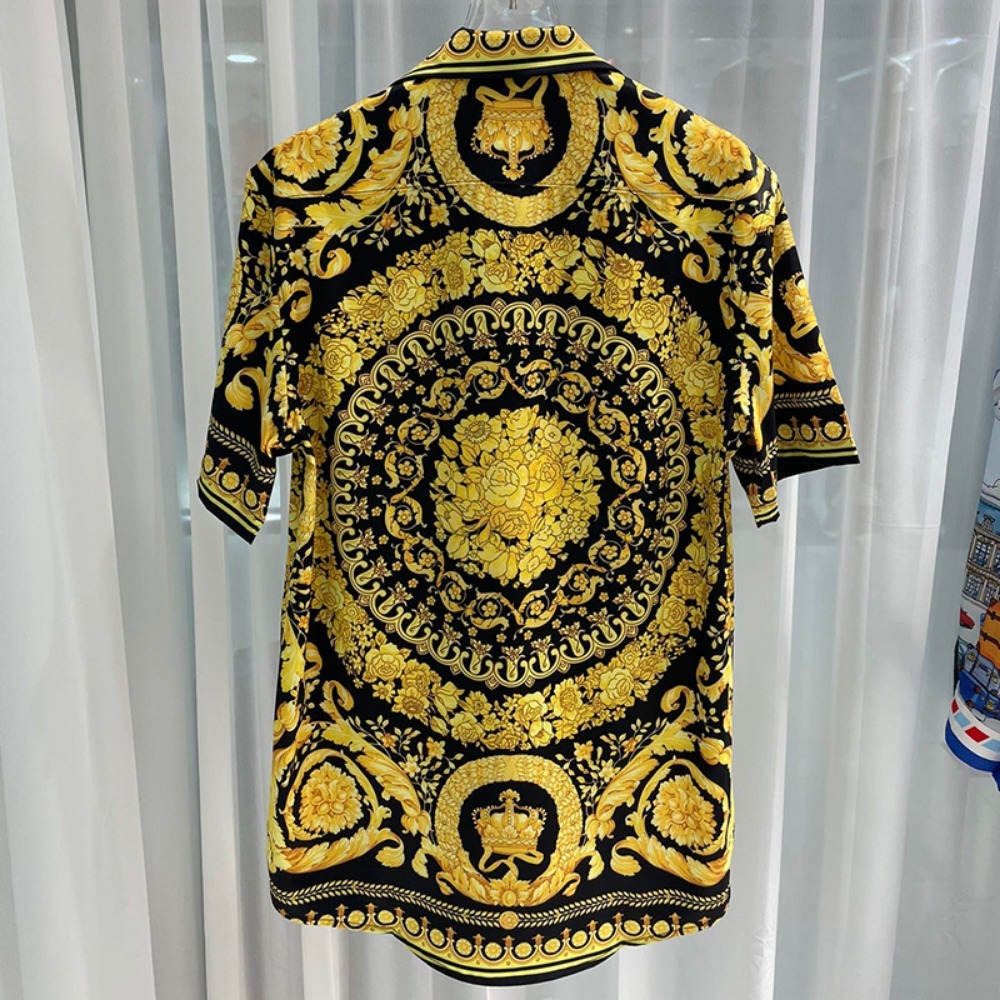 2024 início da primavera nova moda juventude popular impressão digital camisa de manga curta masculina