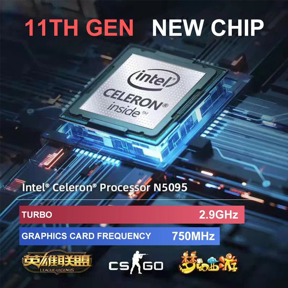 2025 Ordenador portátil Intel Celeron N5095 de 11.a generación Windows10/11, máximo 32 GB de RAM, 128 GB- 2 TB SSD, 2,4G/5G WiFi, BT, teclado rosa estilo femenino