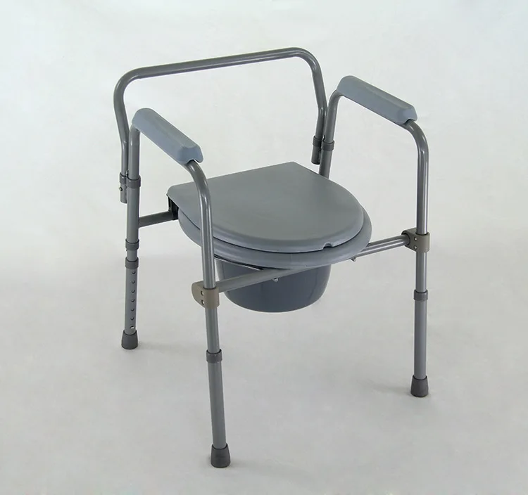 Taburete tipo concha para personas mayores, silla con cubo de inodoro, altura ajustable