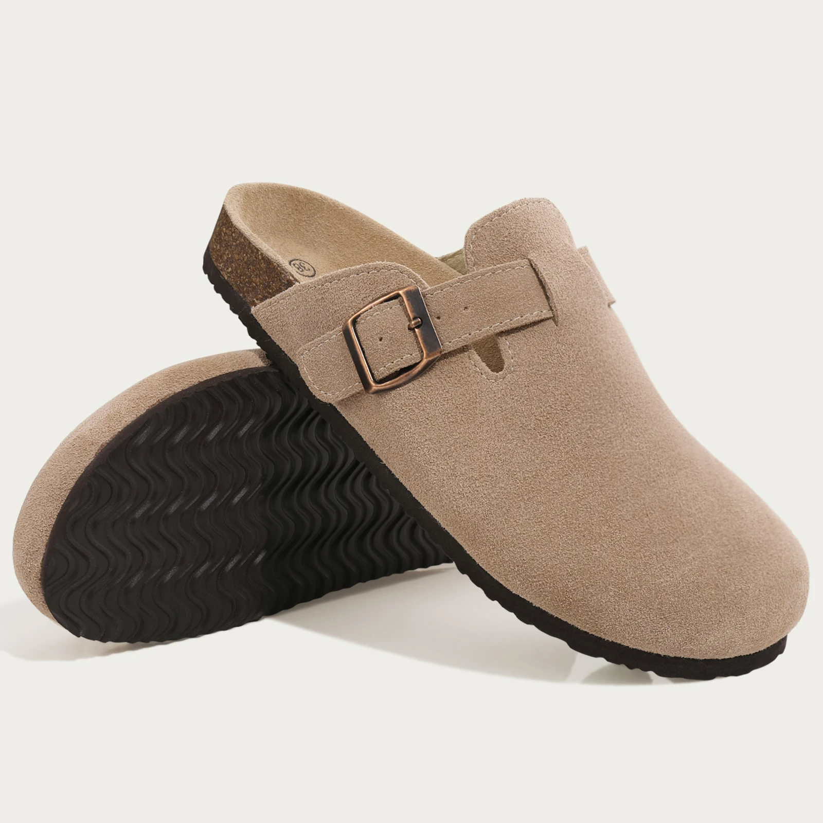 Sandálias meio arrasto tamancos para mulheres moda cortiça camurça mules chinelo clássico cortiça antiderrapante para chinelos ao ar livre com arco
