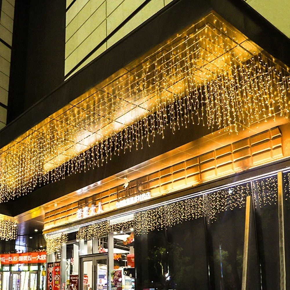 Guirnalda de carámbanos LED de 5/30/40M, guirnalda de luces navideñas con control remoto para exteriores, decoración navideña para boda y calle de Año Nuevo