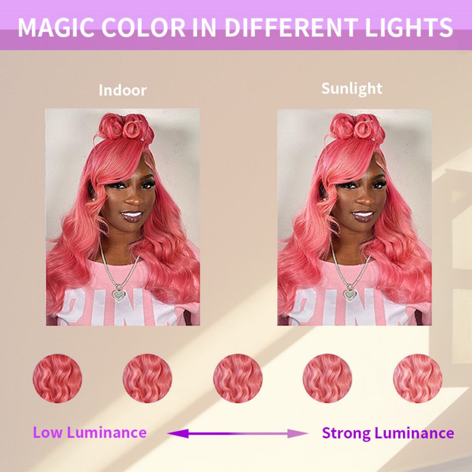 가벼운 핑크 바디 웨이브 HD 투명 레이스 정면 가발, 13X6, 30 인치, 13X4, 긴 느슨한 웨이브, 100% 컬러 인모 가발